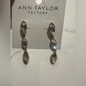 Ann Taylor Silver Crystal Drop Earrings